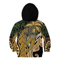 Wallis and Futuna Victory Day Kid Hoodie Since 1945 with Polynesian Platinum Floral Tribal