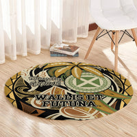 Wallis and Futuna Victory Day Round Carpet Since 1945 with Polynesian Platinum Floral Tribal