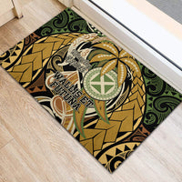 Wallis and Futuna Victory Day Rubber Doormat Since 1945 with Polynesian Platinum Floral Tribal