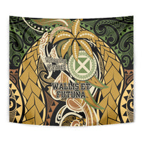 Wallis and Futuna Victory Day Tapestry Since 1945 with Polynesian Platinum Floral Tribal