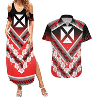 Personalised Wallis et Futuna Couples Matching Summer Maxi Dress and Hawaiian Shirt Hibiscus and Polynesian Tribal Tattoos