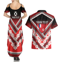 Personalised Wallis et Futuna Couples Matching Summer Maxi Dress and Hawaiian Shirt Hibiscus and Polynesian Tribal Tattoos