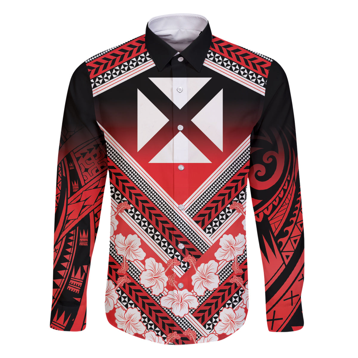 Personalised Wallis et Futuna Family Matching Long Sleeve Bodycon Dress and Hawaiian Shirt Hibiscus and Polynesian Tribal Tattoos