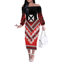 Personalised Wallis et Futuna Family Matching Off The Shoulder Long Sleeve Dress and Hawaiian Shirt Hibiscus and Polynesian Tribal Tattoos