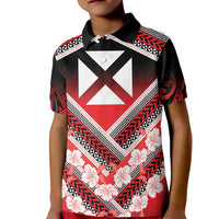 Personalised Wallis et Futuna Kid Polo Shirt Hibiscus and Polynesian Tribal Tattoos