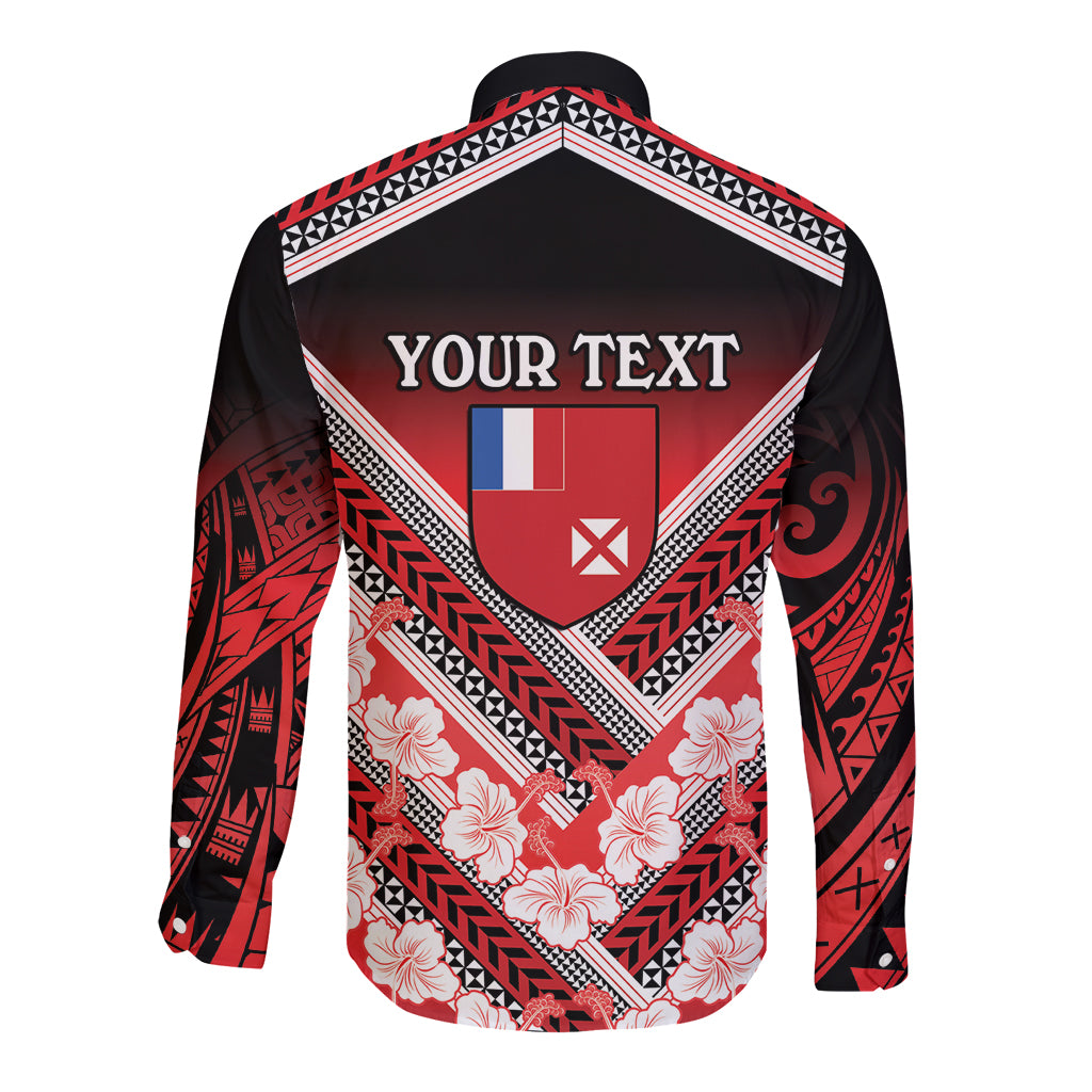 Personalised Wallis et Futuna Long Sleeve Button Shirt Hibiscus and Polynesian Tribal Tattoos LT9 - Polynesian Pride