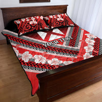 Personalised Wallis et Futuna Quilt Bed Set Hibiscus and Polynesian Tribal Tattoos