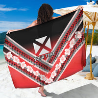 Personalised Wallis et Futuna Sarong Hibiscus and Polynesian Tribal Tattoos LT9 One Size 44 x 66 inches Red - Polynesian Pride