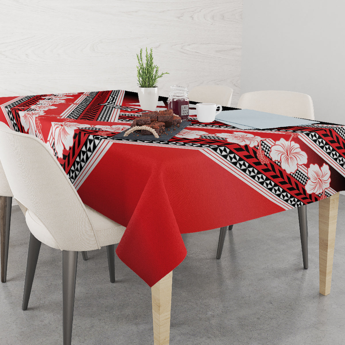 Personalised Wallis et Futuna Tablecloth Hibiscus and Polynesian Tribal Tattoos LT9 - Polynesian Pride