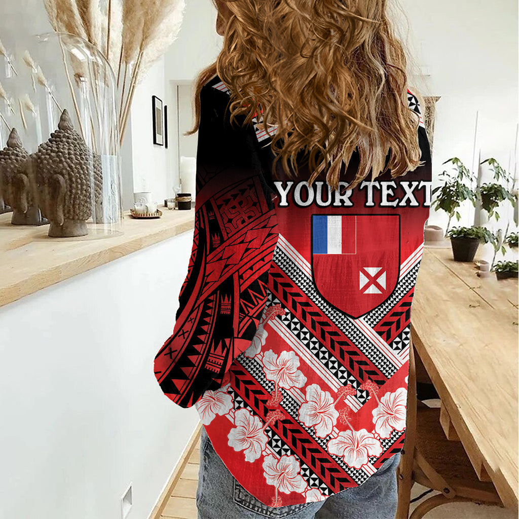 Personalised Wallis et Futuna Women Casual Shirt Hibiscus and Polynesian Tribal Tattoos