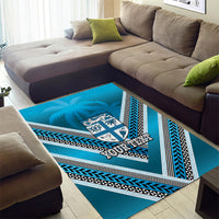 Custom Fiji Rugby Area Rug Fijian Warrior With Polynesian Tribal Tattoos