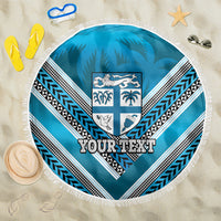 Custom Fiji Rugby Beach Blanket Fijian Warrior With Polynesian Tribal Tattoos