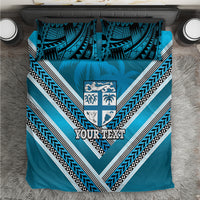 Custom Fiji Rugby Bedding Set Fijian Warrior With Polynesian Tribal Tattoos LT9 Blue - Polynesian Pride