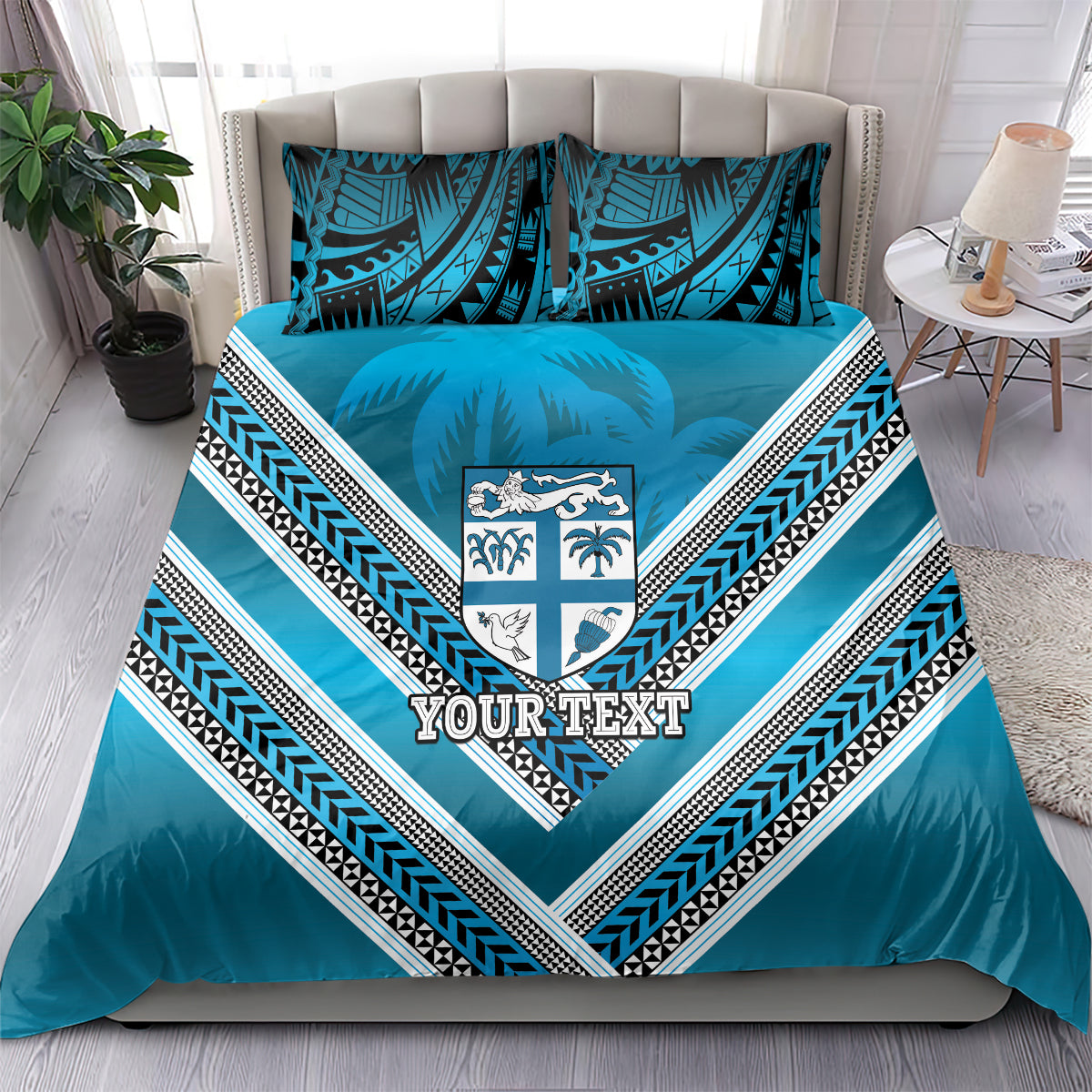 Custom Fiji Rugby Bedding Set Fijian Warrior With Polynesian Tribal Tattoos LT9 - Polynesian Pride