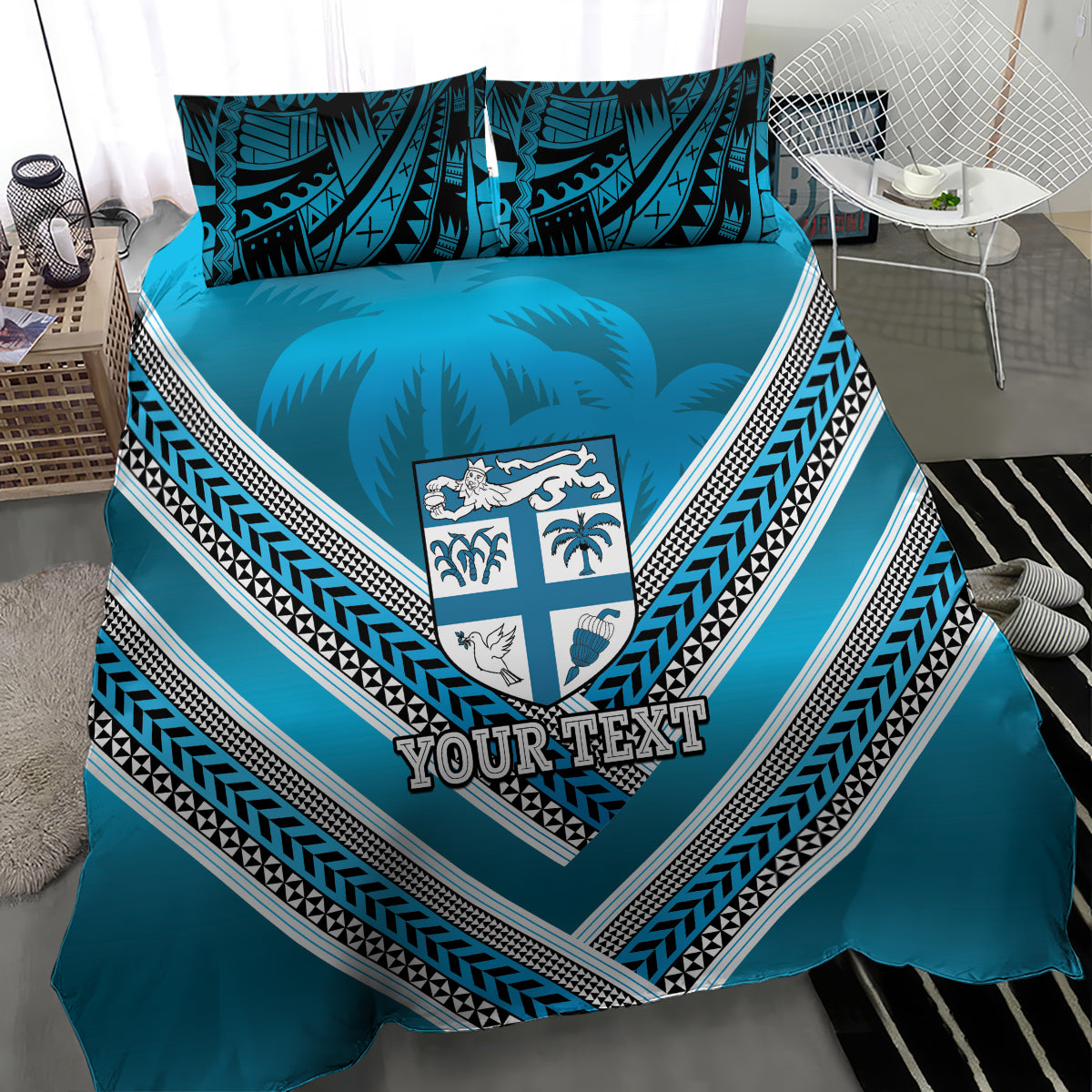 Custom Fiji Rugby Bedding Set Fijian Warrior With Polynesian Tribal Tattoos LT9 - Polynesian Pride