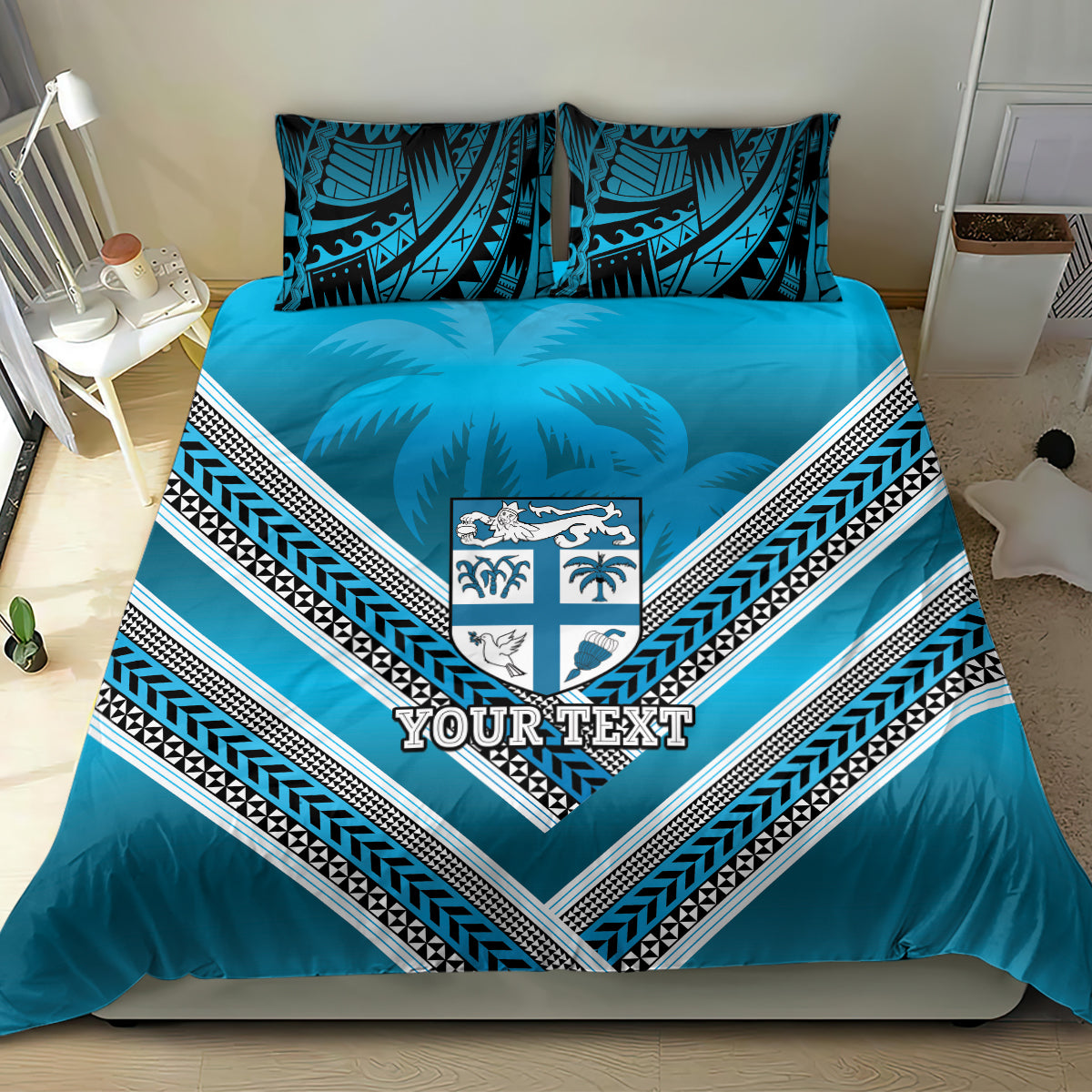 Custom Fiji Rugby Bedding Set Fijian Warrior With Polynesian Tribal Tattoos LT9 - Polynesian Pride