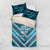 Custom Fiji Rugby Bedding Set Fijian Warrior With Polynesian Tribal Tattoos LT9 US Twin 172cm x 218cm Blue - Polynesian Pride