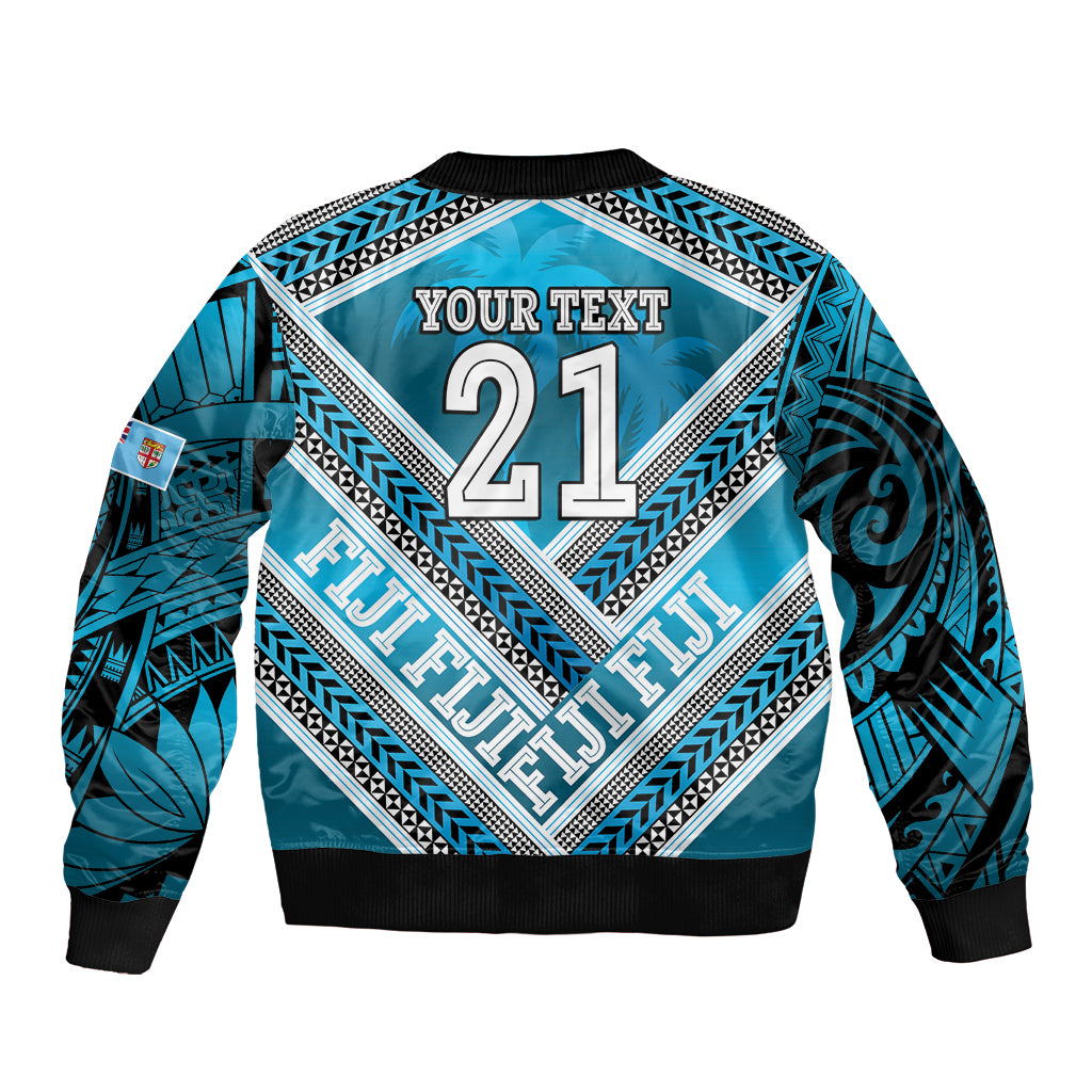 Custom Fiji Rugby Bomber Jacket Fijian Warrior With Polynesian Tribal Tattoos