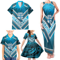 Custom Fiji Rugby Family Matching Tank Maxi Dress and Hawaiian Shirt Fijian Warrior With Polynesian Tribal Tattoos LT9 - Polynesian Pride