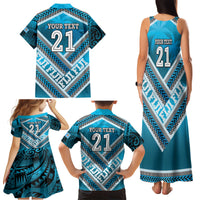 Custom Fiji Rugby Family Matching Tank Maxi Dress and Hawaiian Shirt Fijian Warrior With Polynesian Tribal Tattoos LT9 - Polynesian Pride