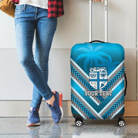 Custom Fiji Rugby Luggage Cover Fijian Warrior With Polynesian Tribal Tattoos