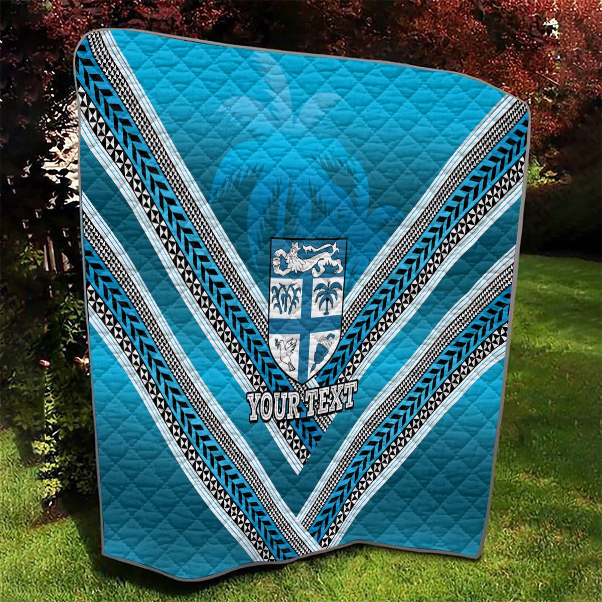 Custom Fiji Rugby Quilt Fijian Warrior With Polynesian Tribal Tattoos LT9 - Polynesian Pride