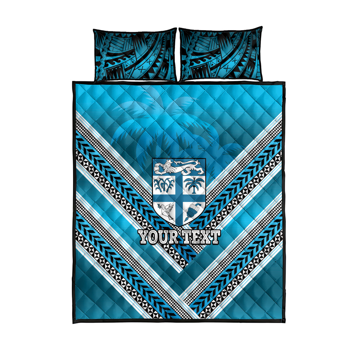 Custom Fiji Rugby Quilt Bed Set Fijian Warrior With Polynesian Tribal Tattoos