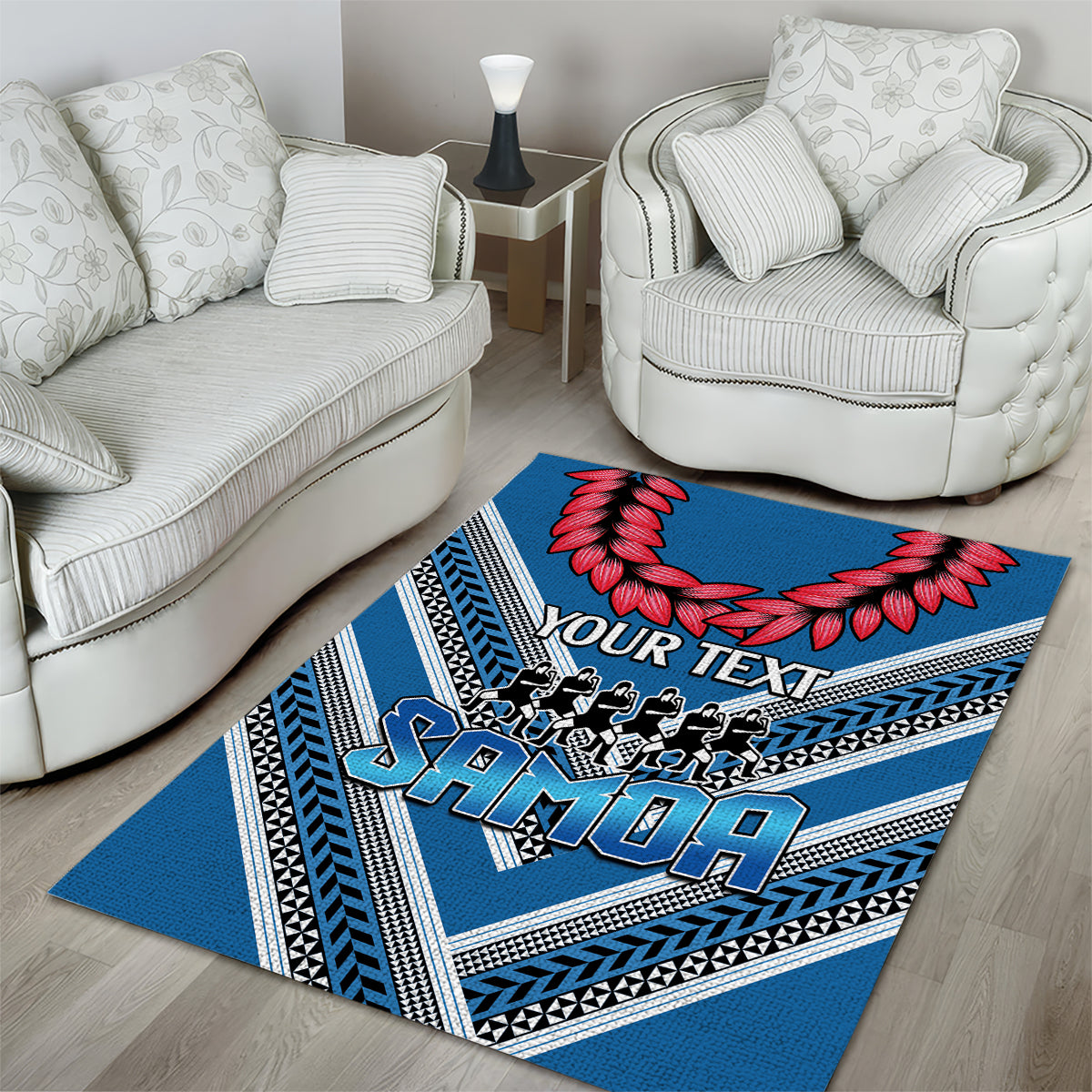 Custom Manuma Samoa Rugby Area Rug Ula fala Samoan Siva Tau Tribal LT9 - Polynesian Pride