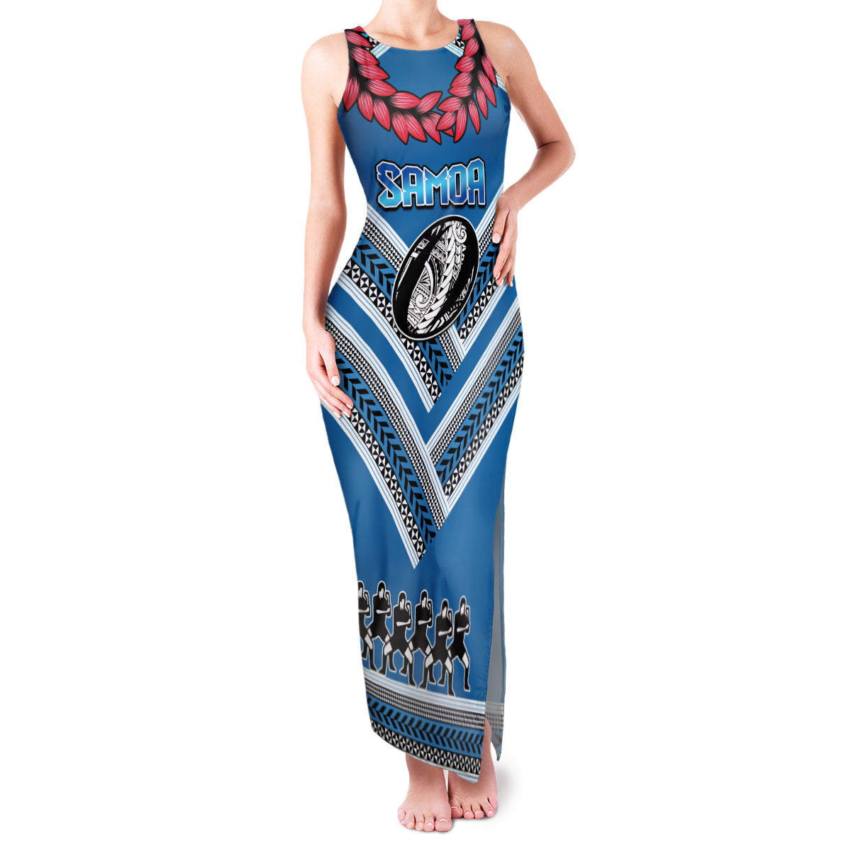 Custom Manuma Samoa Rugby Family Matching Tank Maxi Dress and Hawaiian Shirt Ula fala Samoan Siva Tau Tribal