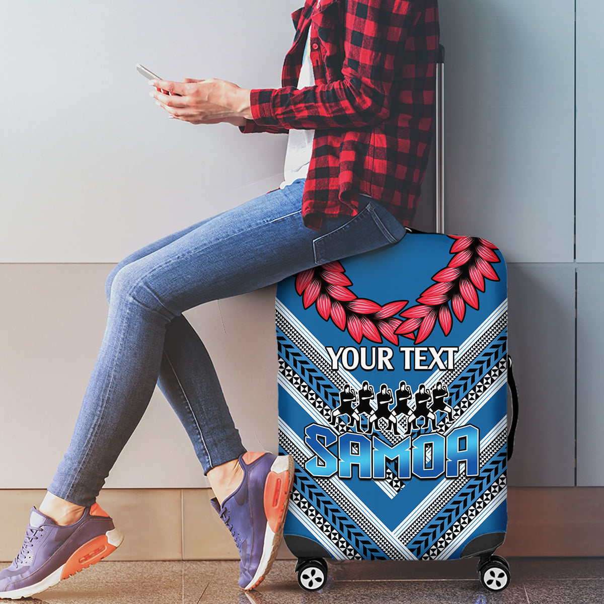 Custom Manuma Samoa Rugby Luggage Cover Ula fala Samoan Siva Tau Tribal