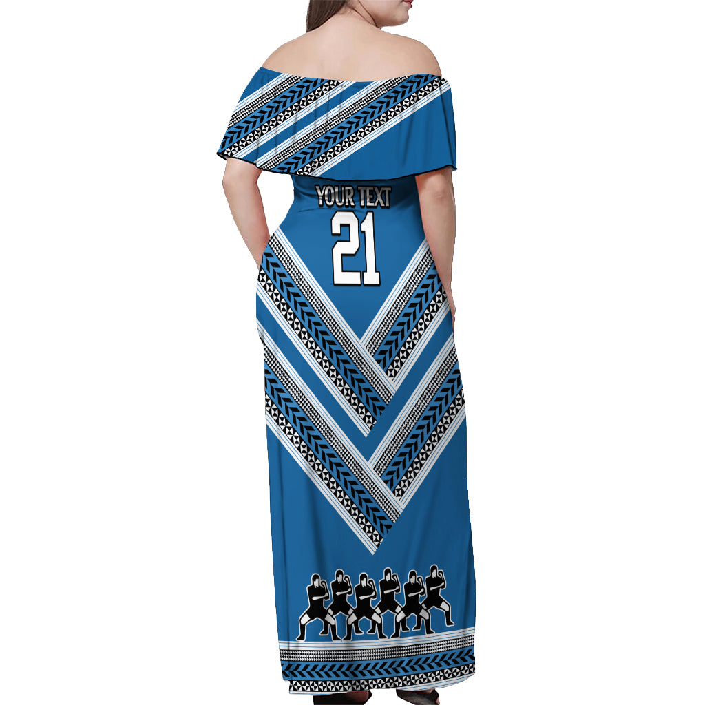 Custom Manuma Samoa Rugby Off Shoulder Maxi Dress Ula fala Samoan Siva Tau Tribal LT9 - Polynesian Pride