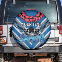Custom Manuma Samoa Rugby Spare Tire Cover Ula fala Samoan Siva Tau Tribal LT9 Blue - Polynesian Pride