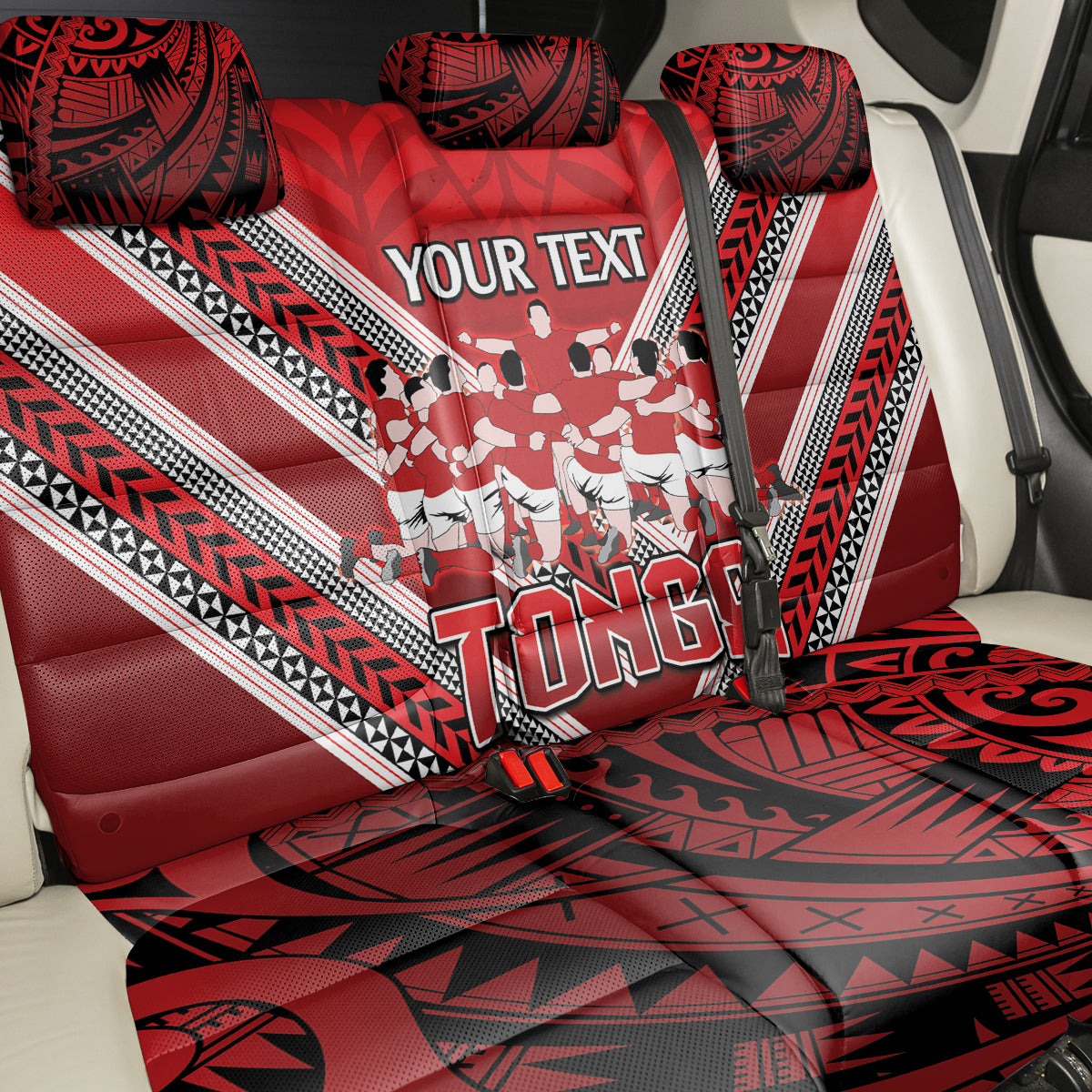 Custom Tonga Rugby Back Car Seat Cover Tonga Sipi Tau Ngatu Tribal Pattern LT9 - Polynesian Pride