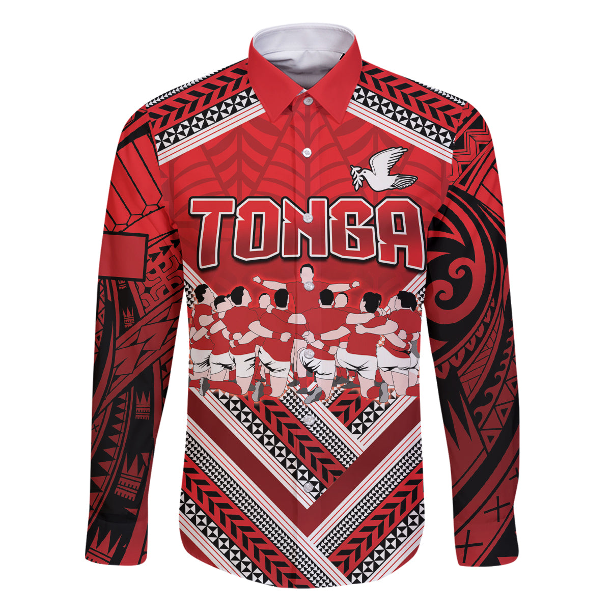 Custom Tonga Rugby Family Matching Mermaid Dress and Hawaiian Shirt Tonga Sipi Tau Ngatu Tribal Pattern