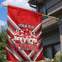 Custom Tonga Rugby Garden Flag Tonga Sipi Tau Ngatu Tribal Pattern