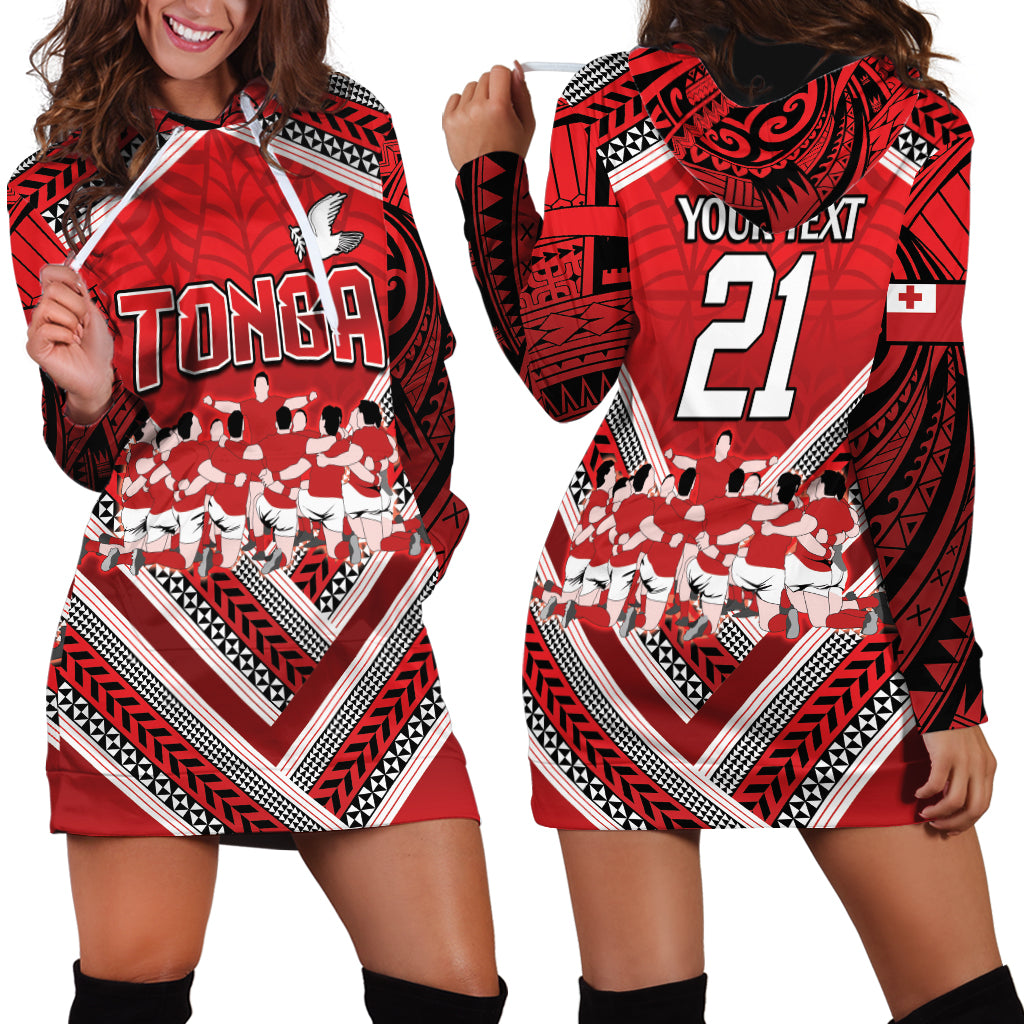 Custom Tonga Rugby Hoodie Dress Tonga Sipi Tau Ngatu Tribal Pattern