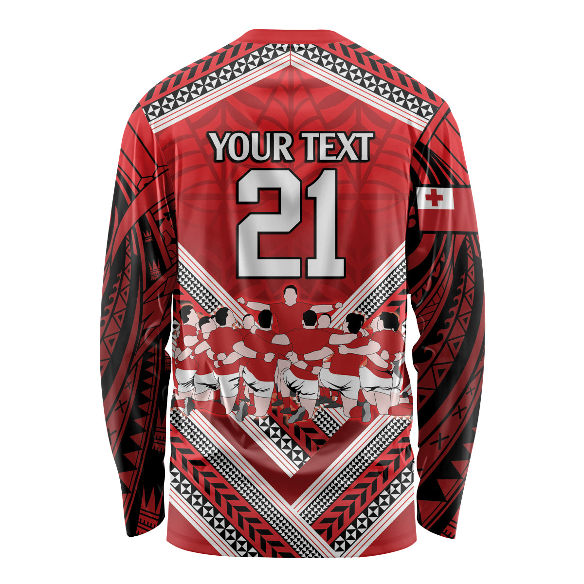 Custom Tonga Rugby Long Sleeve Shirt Tonga Sipi Tau Ngatu Tribal Pattern