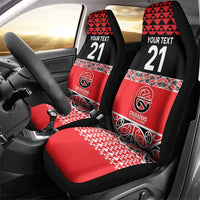 New Zealand Rugby Pacific Custom Car Seat Cover Whatumoana Maori Kowhaiwhai Pattern