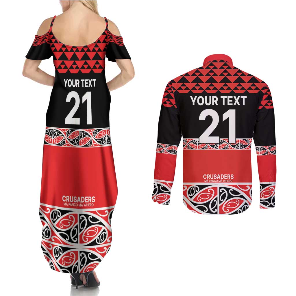 New Zealand Rugby Pacific Custom Couples Matching Summer Maxi Dress and Long Sleeve Button Shirt Whatumoana Maori Kowhaiwhai Pattern