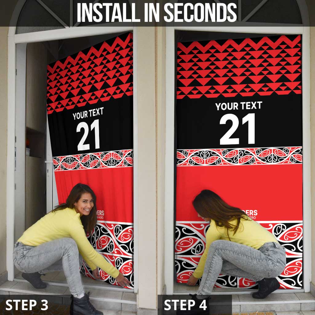 New Zealand Rugby Pacific Custom Door Cover Whatumoana Maori Kowhaiwhai Pattern - Polynesian Pride