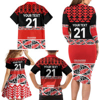 New Zealand Rugby Pacific Custom Family Matching Long Sleeve Bodycon Dress and Hawaiian Shirt Whatumoana Maori Kowhaiwhai Pattern