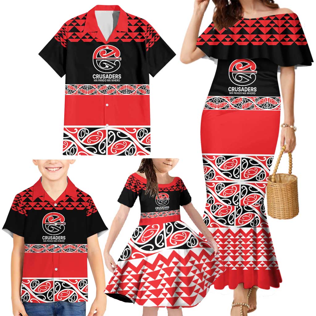 New Zealand Rugby Pacific Custom Family Matching Mermaid Dress and Hawaiian Shirt Whatumoana Maori Kowhaiwhai Pattern