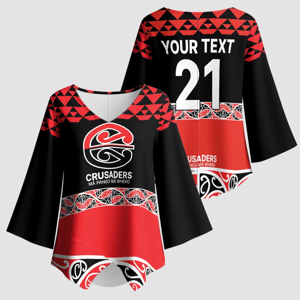 New Zealand Rugby Pacific Custom Kimono Sleeve Blouse Whatumoana Maori Kowhaiwhai Pattern - Polynesian Pride