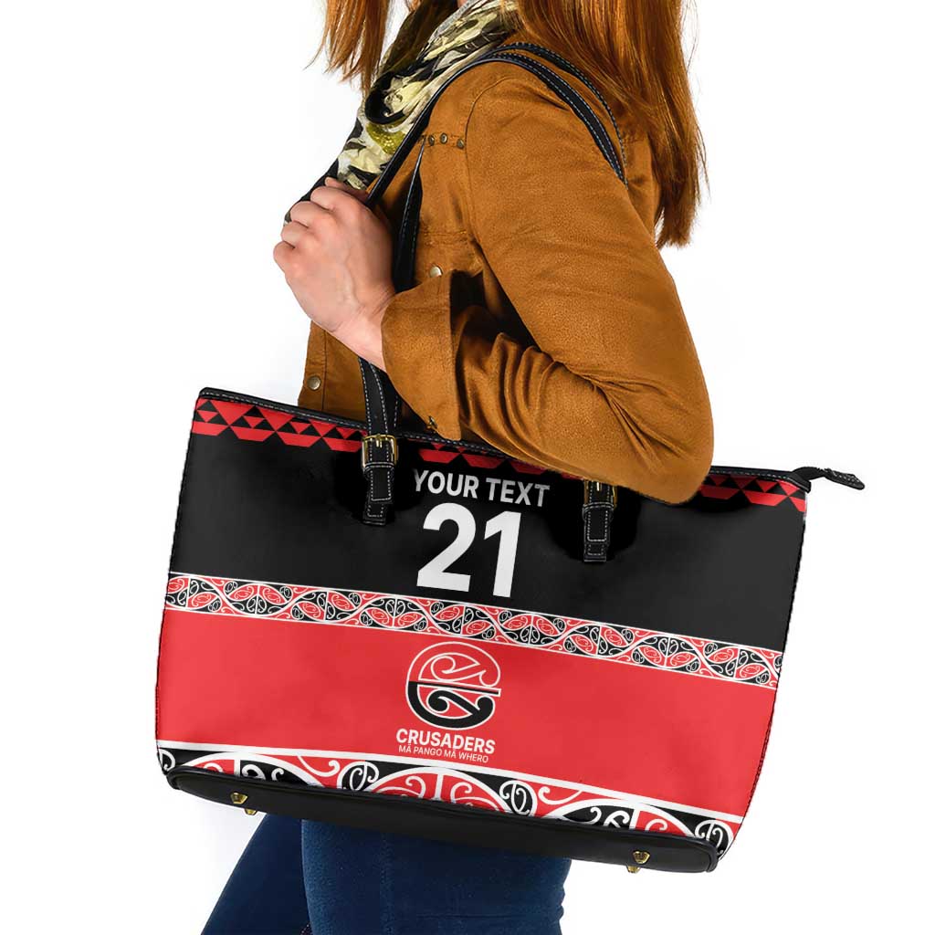 New Zealand Rugby Pacific Custom Leather Tote Bag Whatumoana Maori Kowhaiwhai Pattern