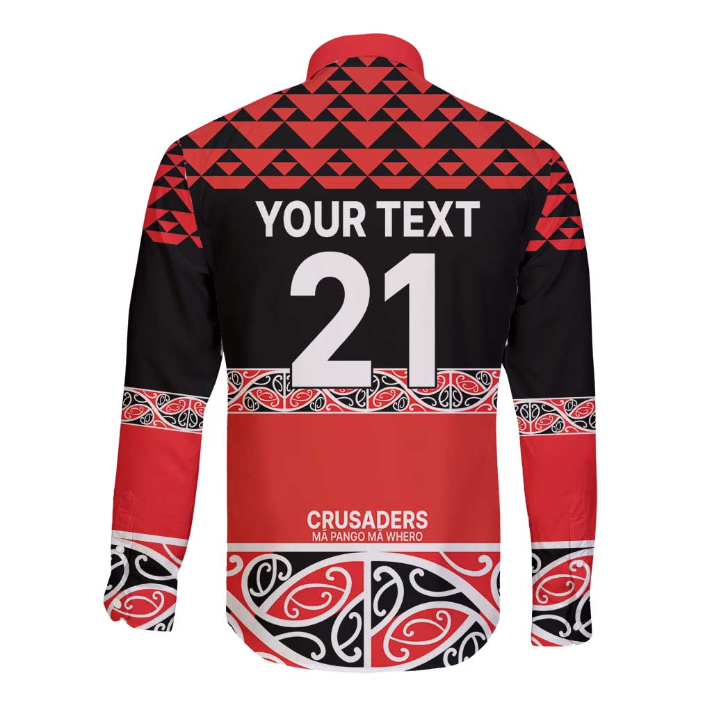New Zealand Rugby Pacific Custom Long Sleeve Button Shirt Whatumoana Maori Kowhaiwhai Pattern