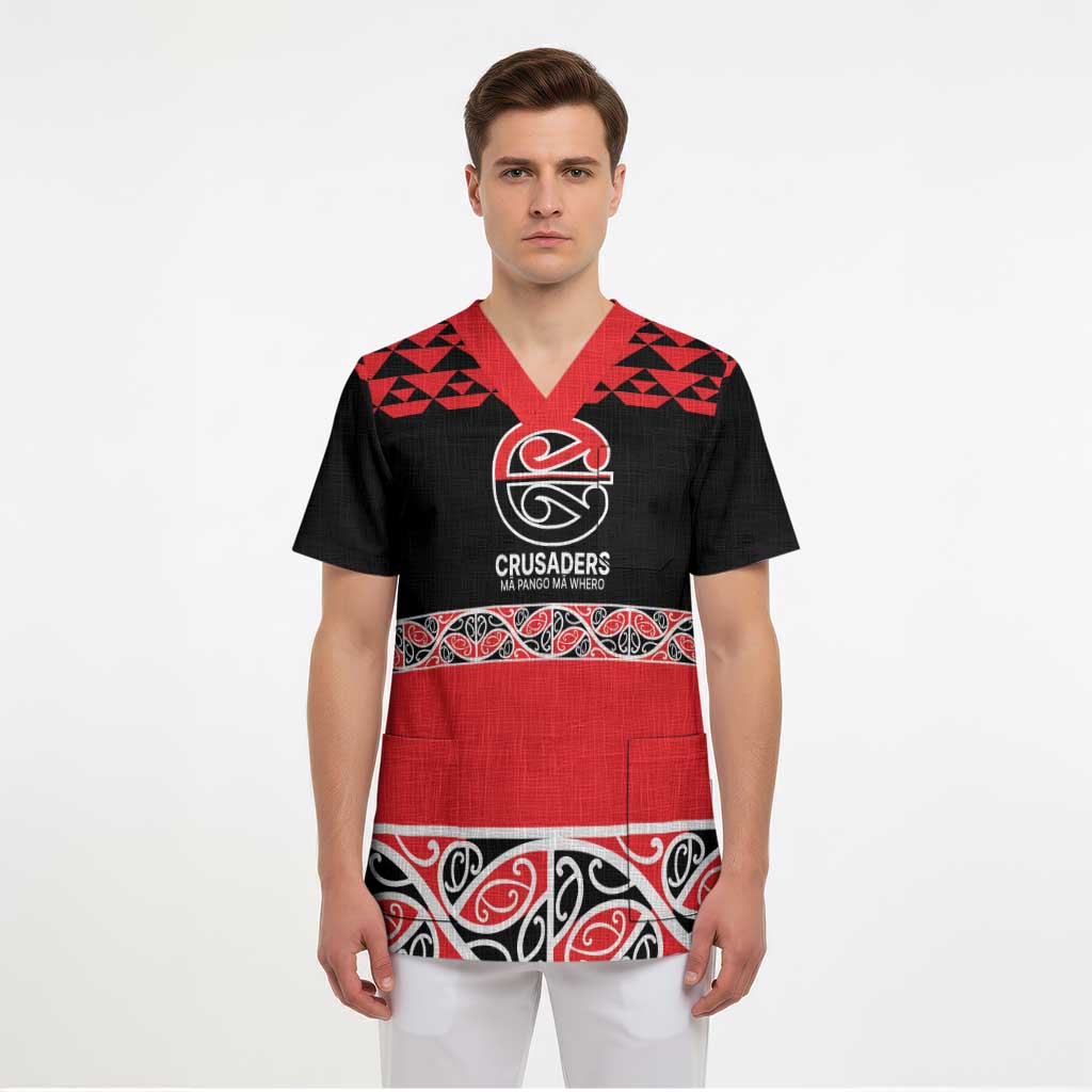 New Zealand Rugby Pacific Custom Scrub Top Whatumoana Maori Kowhaiwhai Pattern - Polynesian Pride