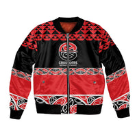 New Zealand Rugby Pacific Custom Sleeve Zip Bomber Jacket Whatumoana Maori Kowhaiwhai Pattern