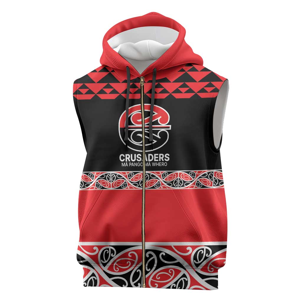 New Zealand Rugby Pacific Custom Sleeveless Zip Hoodie Whatumoana Maori Kowhaiwhai Pattern - Polynesian Pride
