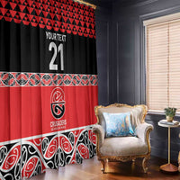 New Zealand Rugby Pacific Custom Window Curtain Whatumoana Maori Kowhaiwhai Pattern