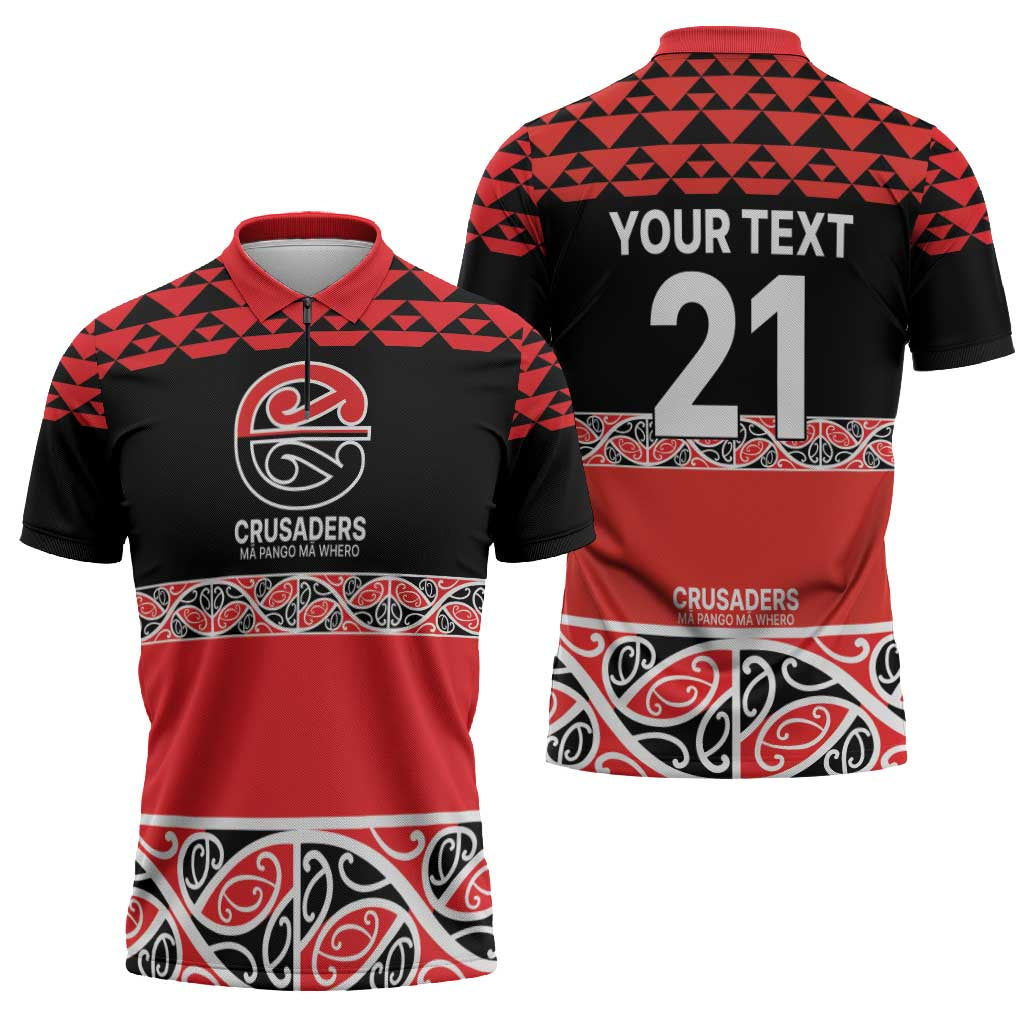 New Zealand Rugby Pacific Custom Zipper Polo Shirt Whatumoana Maori Kowhaiwhai Pattern - Polynesian Pride